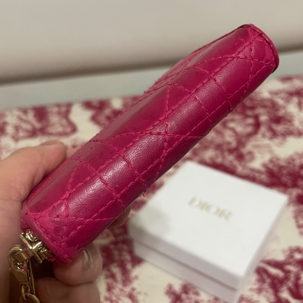 Dior Pink Quilted Leather Card/Coin Case - Picture 8 of 12